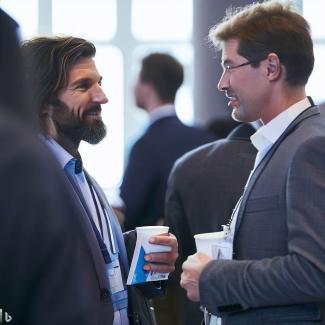 Businesspeople networking at event